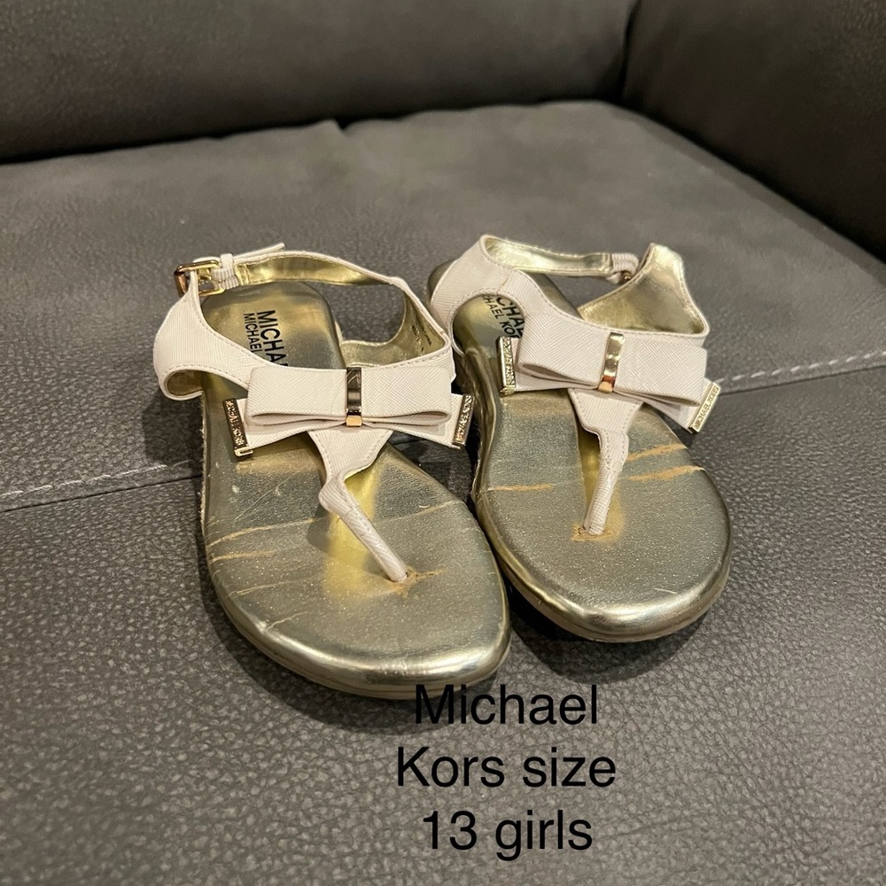 Michael Kors Girls' Sandals with Gold and Cream Accents